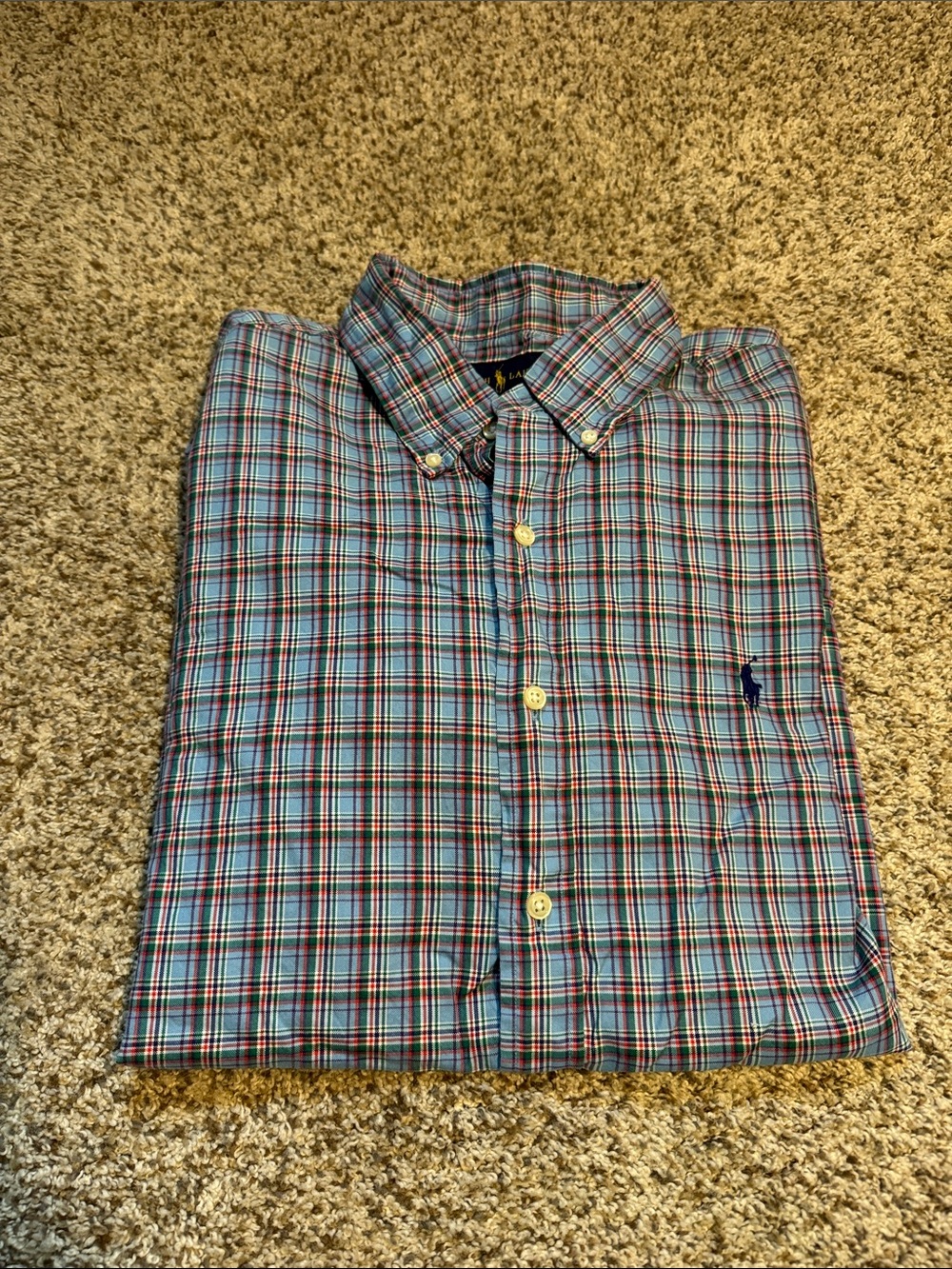 Polo by Ralph Lauren Blue Plaid Button-Down Slim Fit Shirt - XL